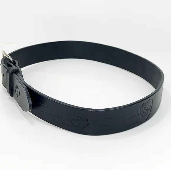 LEAH Personalized Black Leather Belt 32 - Picture 5 of 11
